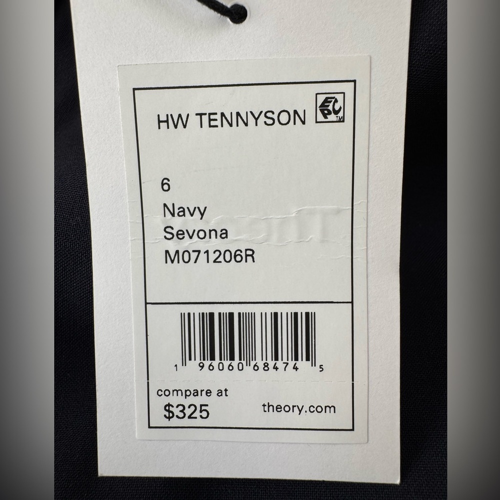 Theory HW Tennyson Wool Trousers Pants Navy Blue size 6 New with Tags $325 - Picture 7 of 13